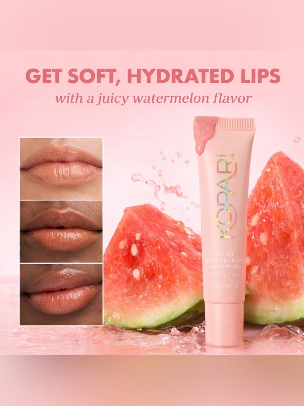 NIB Kopari Lip Love Moisture Balm SPF 30 WATERMELON Full Size Glossy Tint